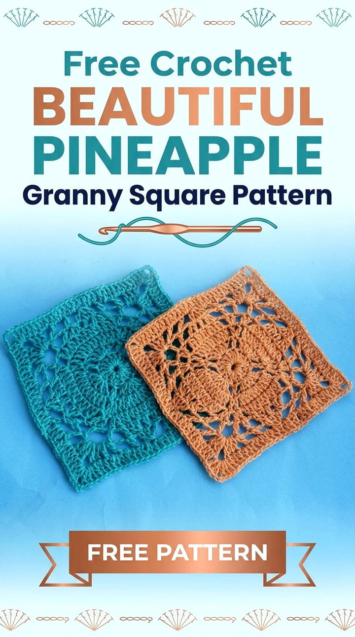Free Crochet Beautiful Pineapple Granny Square Pattern