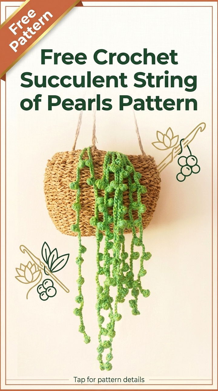 Free Crochet Succulent String of Pearls Pattern Modern Retro Botanical Style