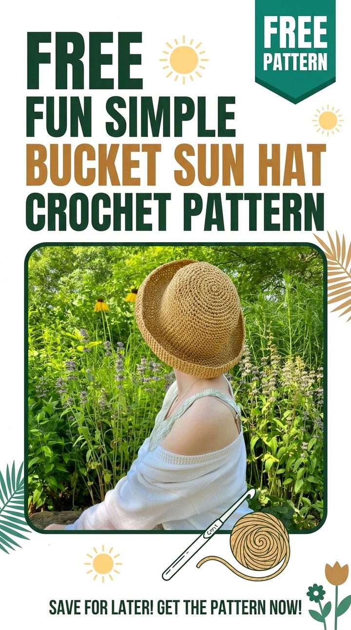 Free Fun Simple Bucket Sun Hat Crochet Pattern