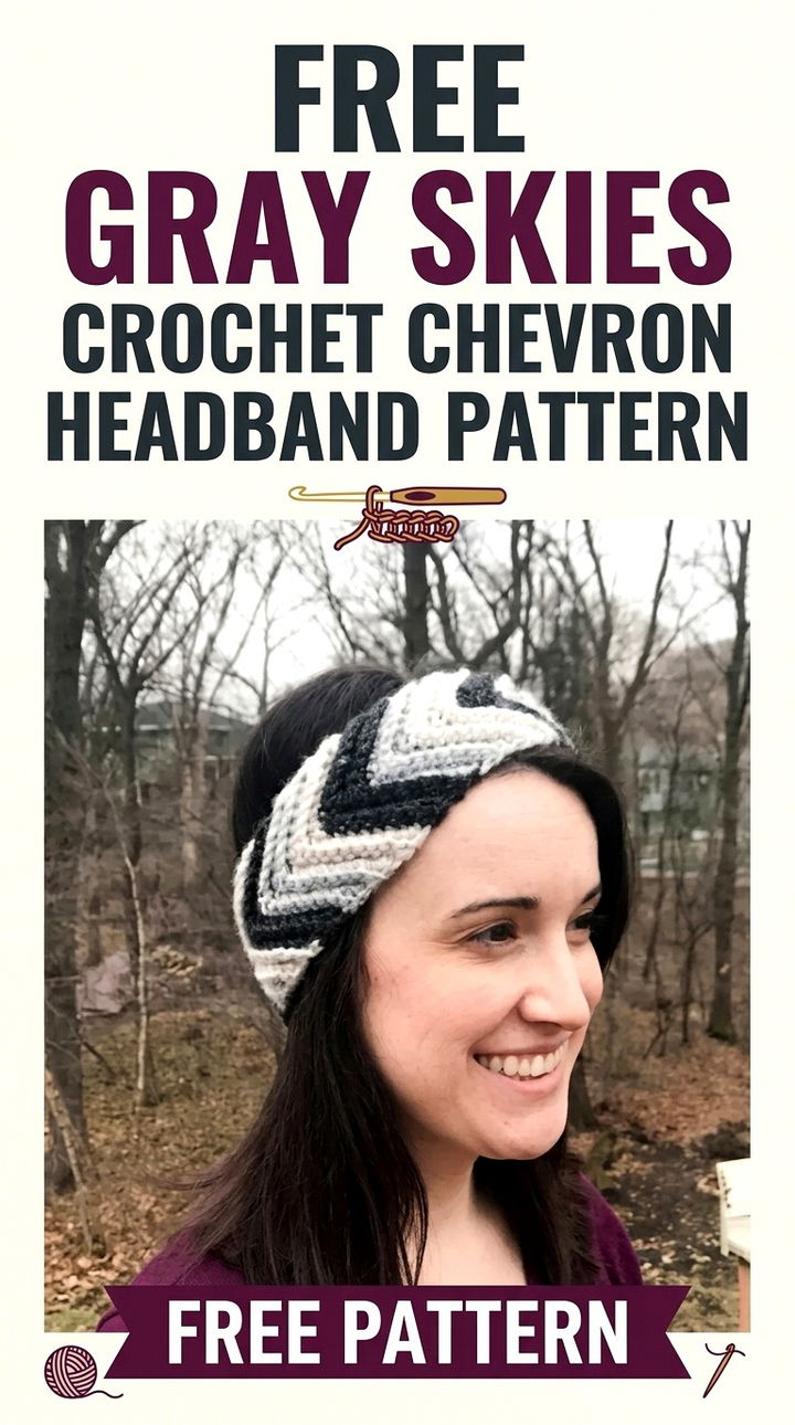 Free Gray Skies Crochet Chevron Headband Pattern Retro Chic Winter Accessory