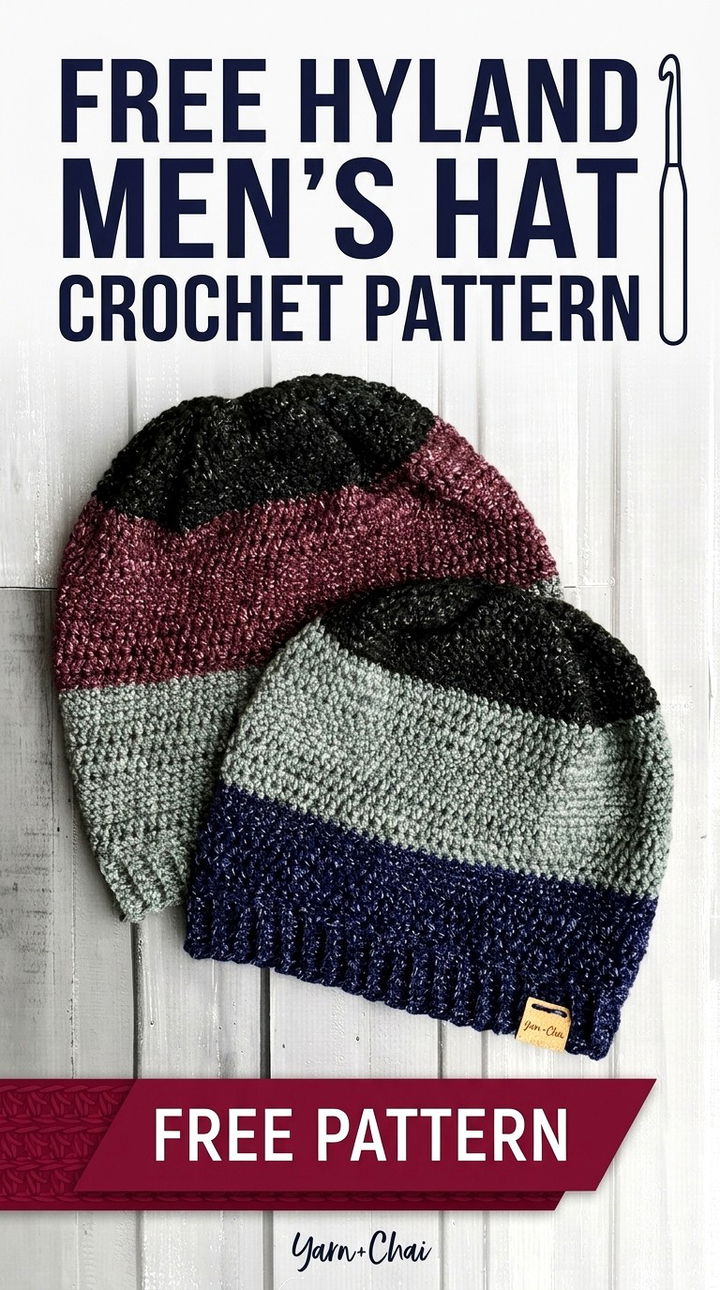 Free Hyland Men’s Hat Crochet Pattern Modern Groovy Winter Accessory