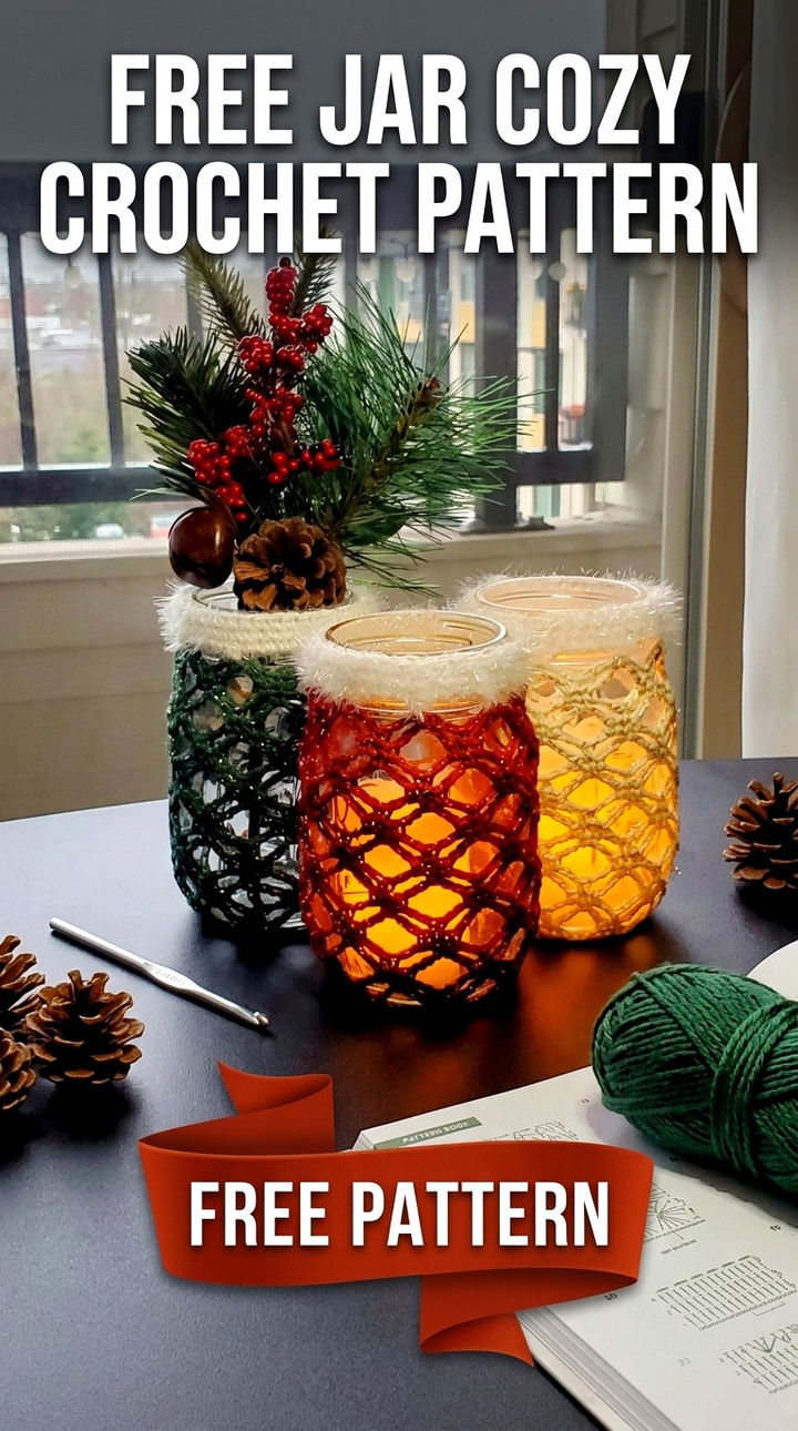 Free Jar Cozy Crochet Pattern Modern Retro Bohemian Style