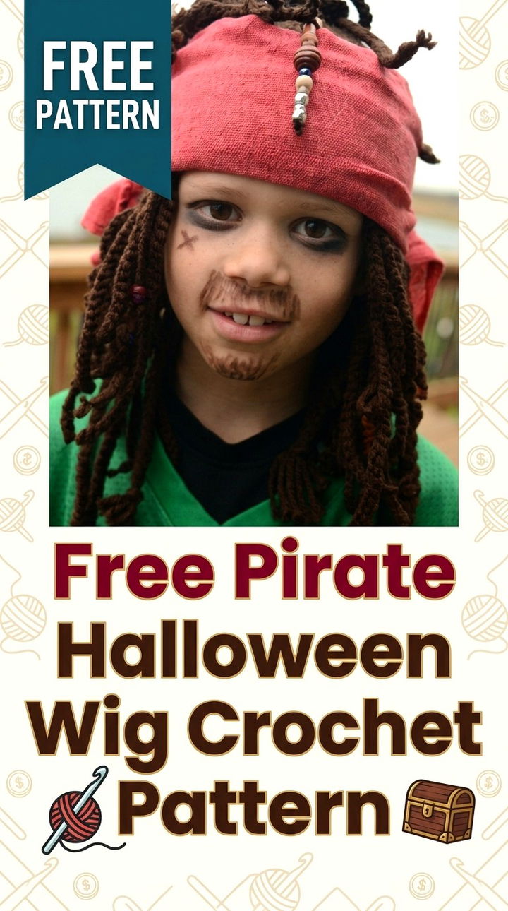Free Pirate Halloween Wig Crochet Pattern Modern Retro Boho Style