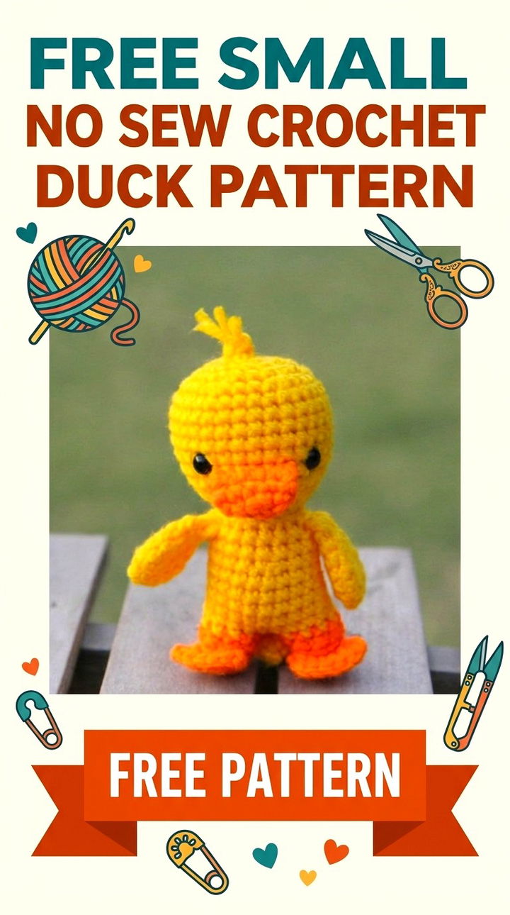 Free Small No Sew Crochet Duck Pattern Modern Retro Amigurumi