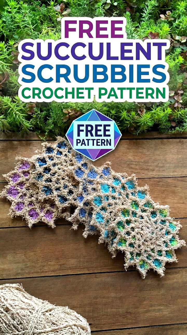 Free Succulent Scrubbies Crochet Pattern Modern Retro Plant Style