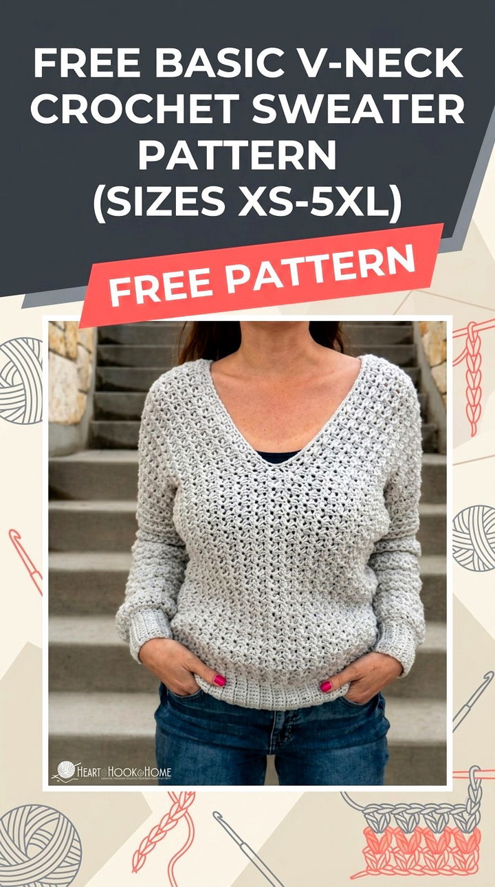 Free Basic V Neck Crochet Sweater Pattern