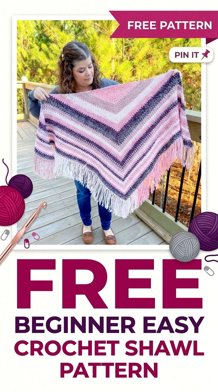 Free Beginner Easy Crochet Shawl Pattern Modern Groovy Wrap Style