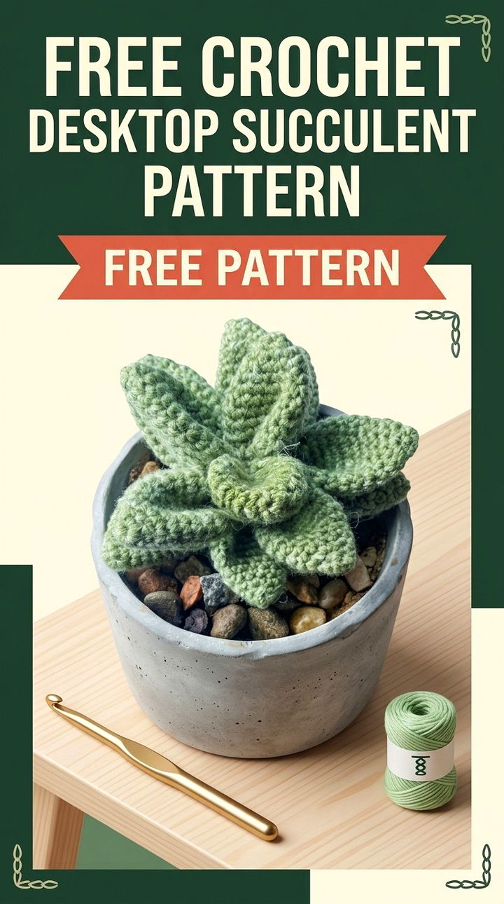 Free Crochet Desktop Succulent Pattern Modern Retro Botanical Style