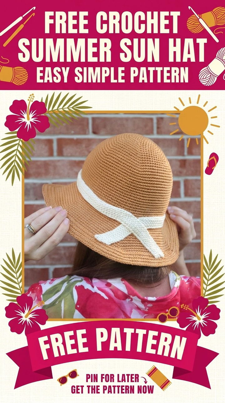 Free Crochet Summer Sun Hat Easy Simple Pattern