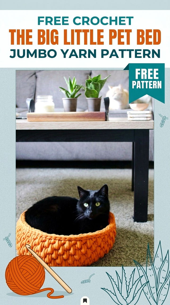 Free Crochet The Big Little Pet Bed Jumbo Yarn Pattern