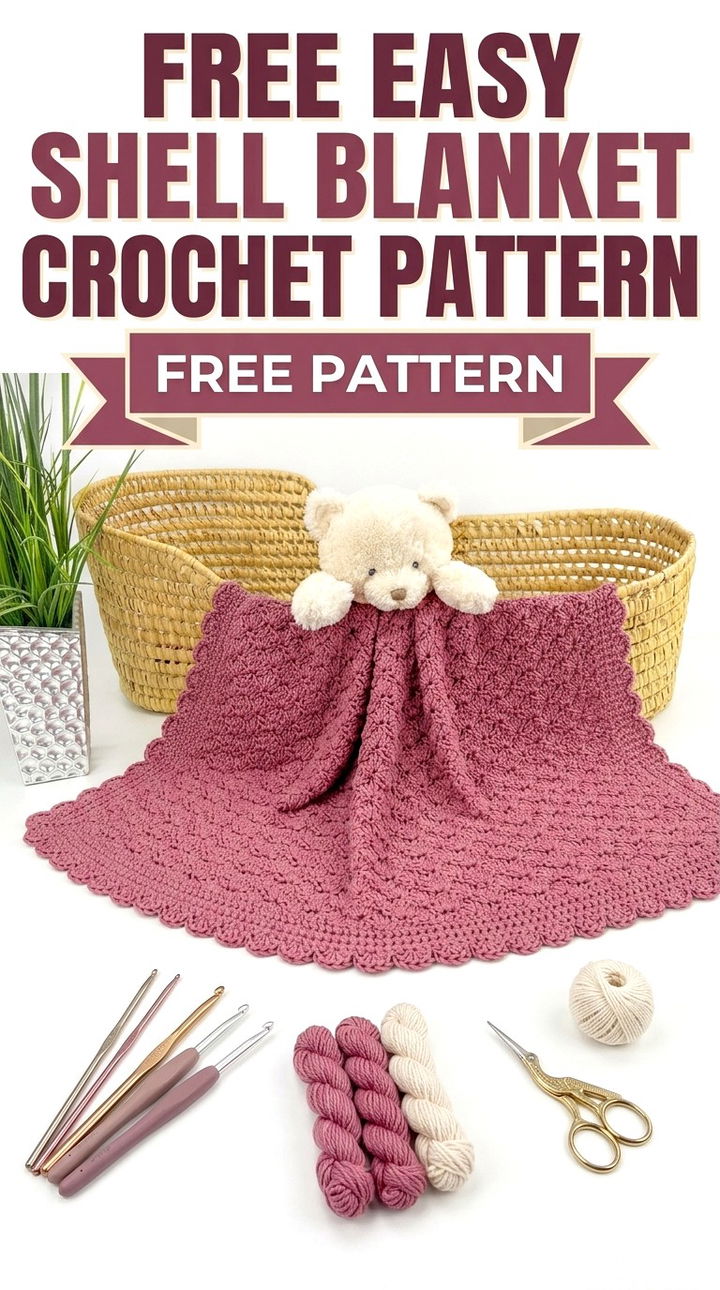 Free Easy Shell Blanket Crochet Pattern Modern Boho Comfort