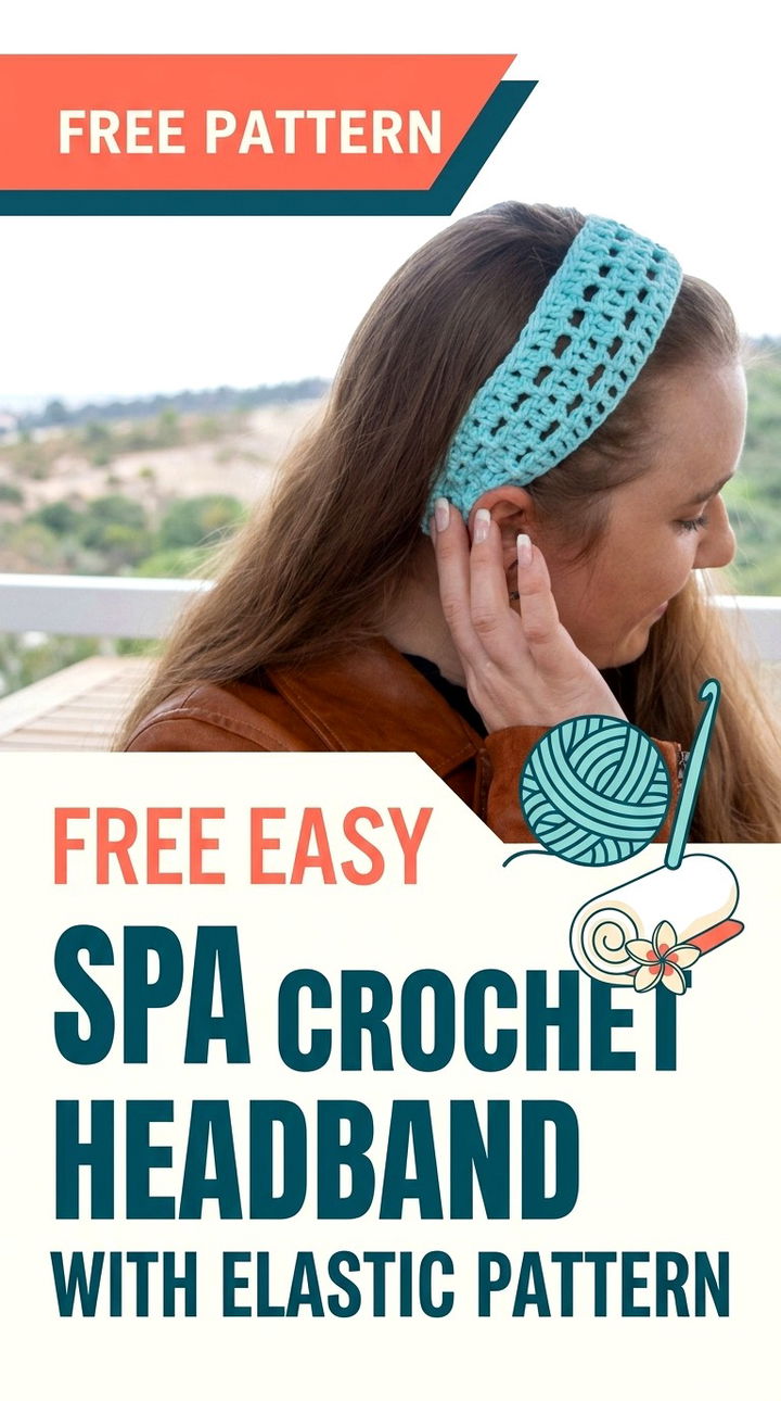 Free Easy Spa Crochet Headband with Elastic Pattern Modern Retro Comfort