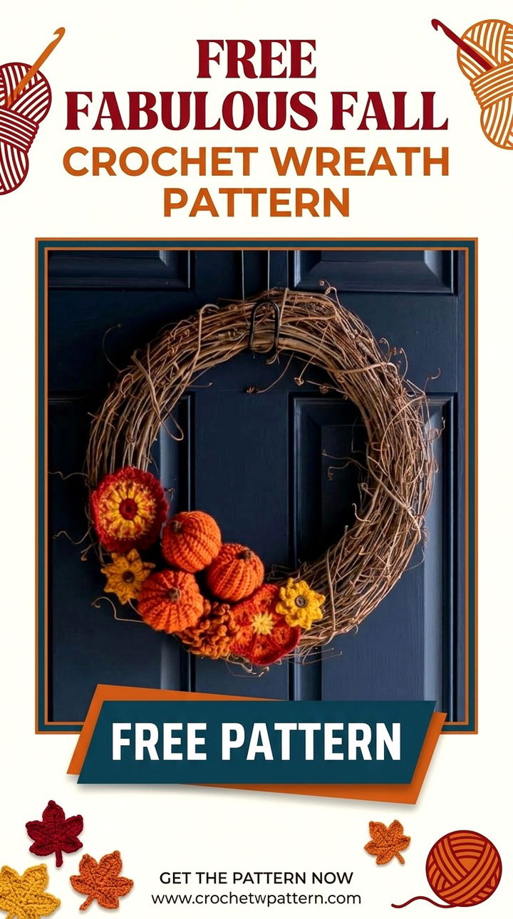 Free Fabulous Fall Crochet Wreath Pattern Autumn Boho Home Decor