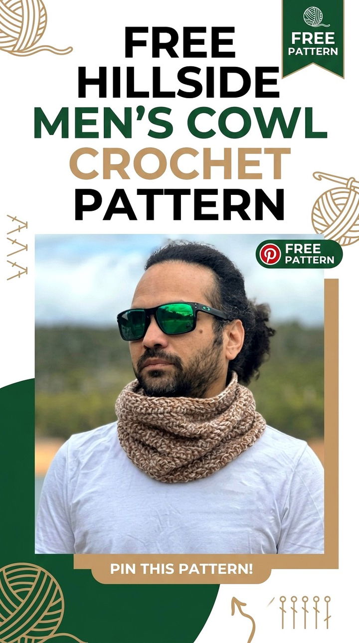 Free Hillside Men’s Cowl Crochet Pattern Modern Groovy Winter Style