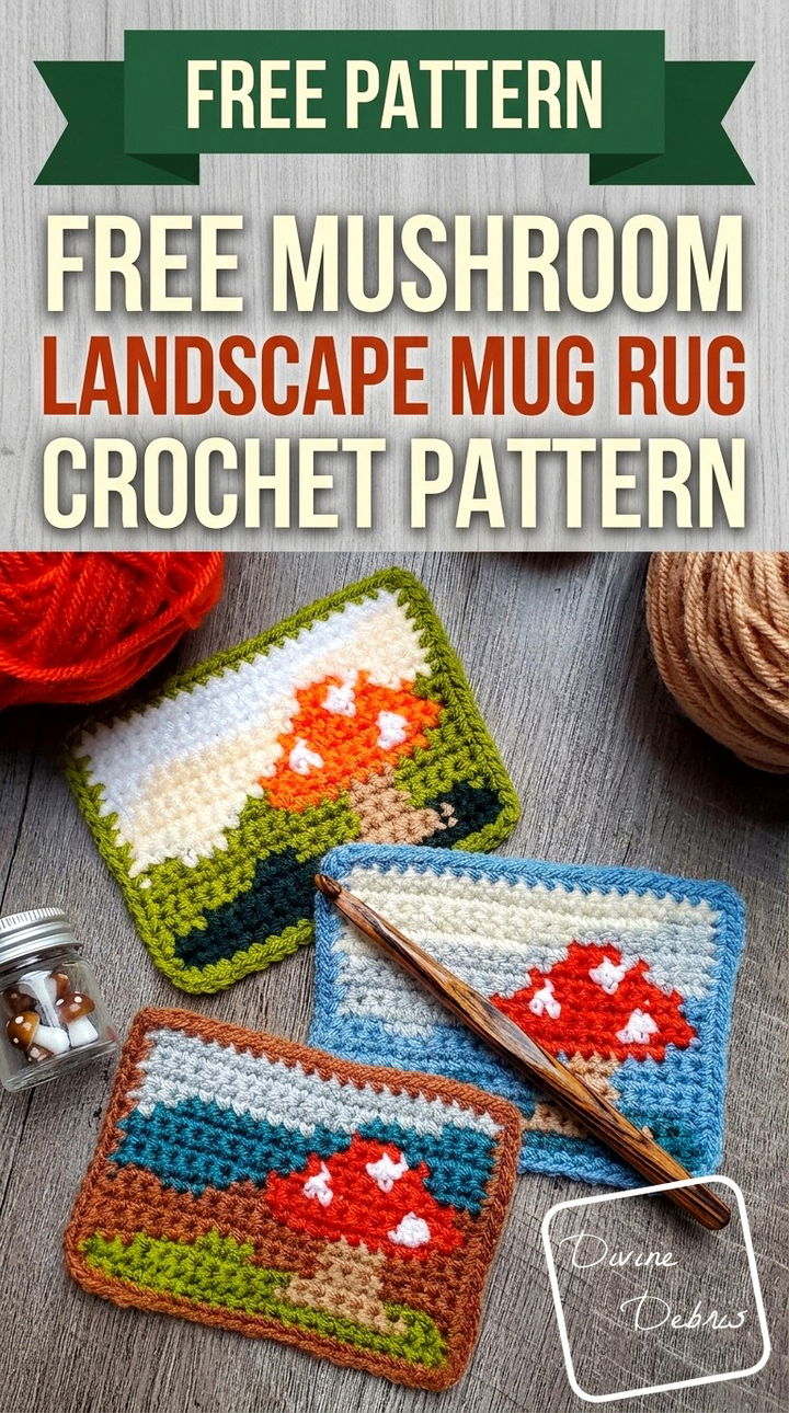 Free Mushroom Landscape Mug Rug Crochet Pattern
