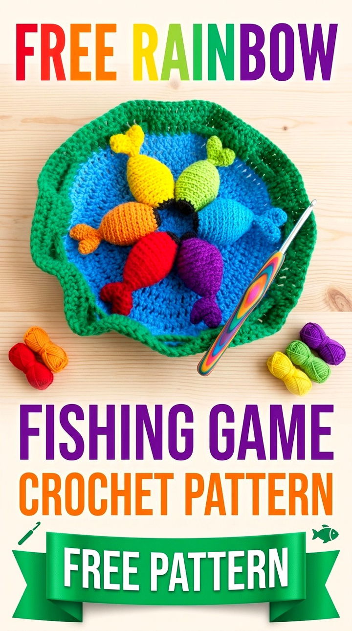 Free Rainbow Fishing Game Crochet Pattern Modern Retro Boho Style