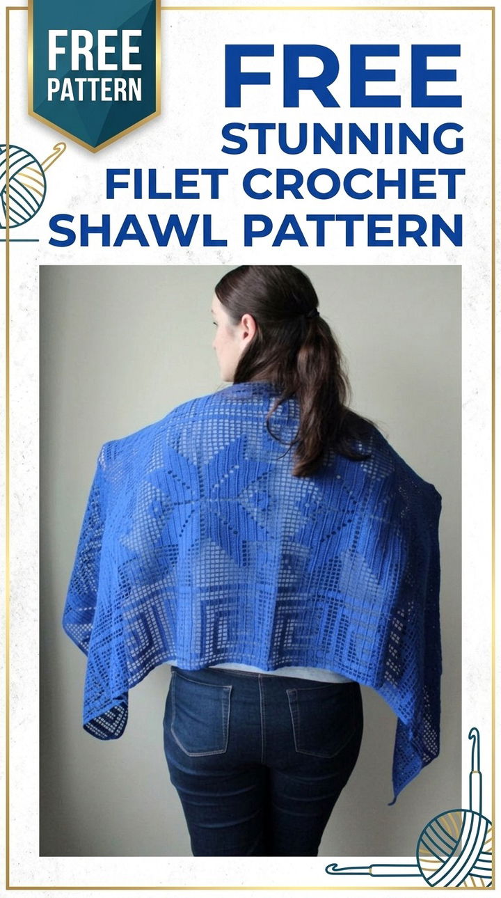 Free Stunning Filet Crochet Shawl Pattern Modern Retro Chic