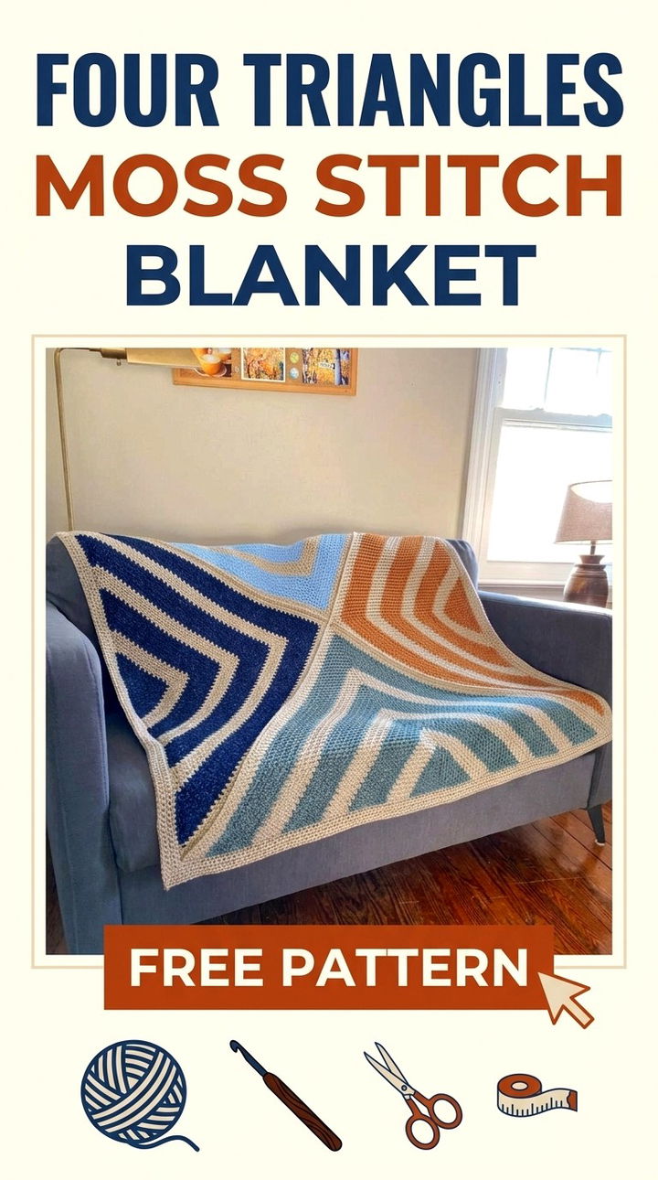 Geometric Precision The Four Triangles Moss Stitch Blanket