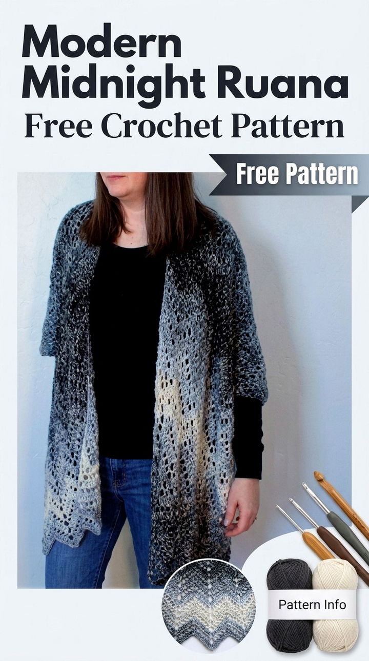 Modern Midnight Ruana Free Crochet Pattern
