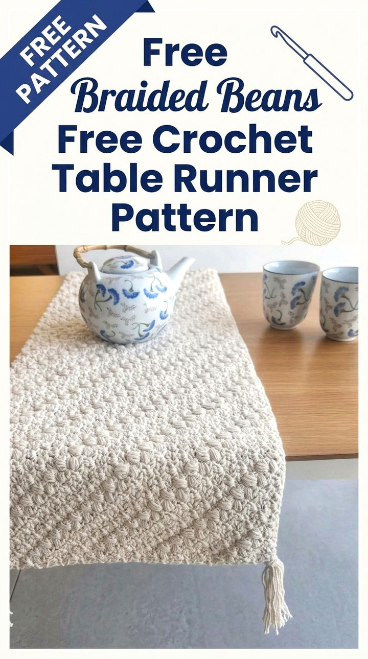 Free Braided Beans Crochet Table Runner Pattern