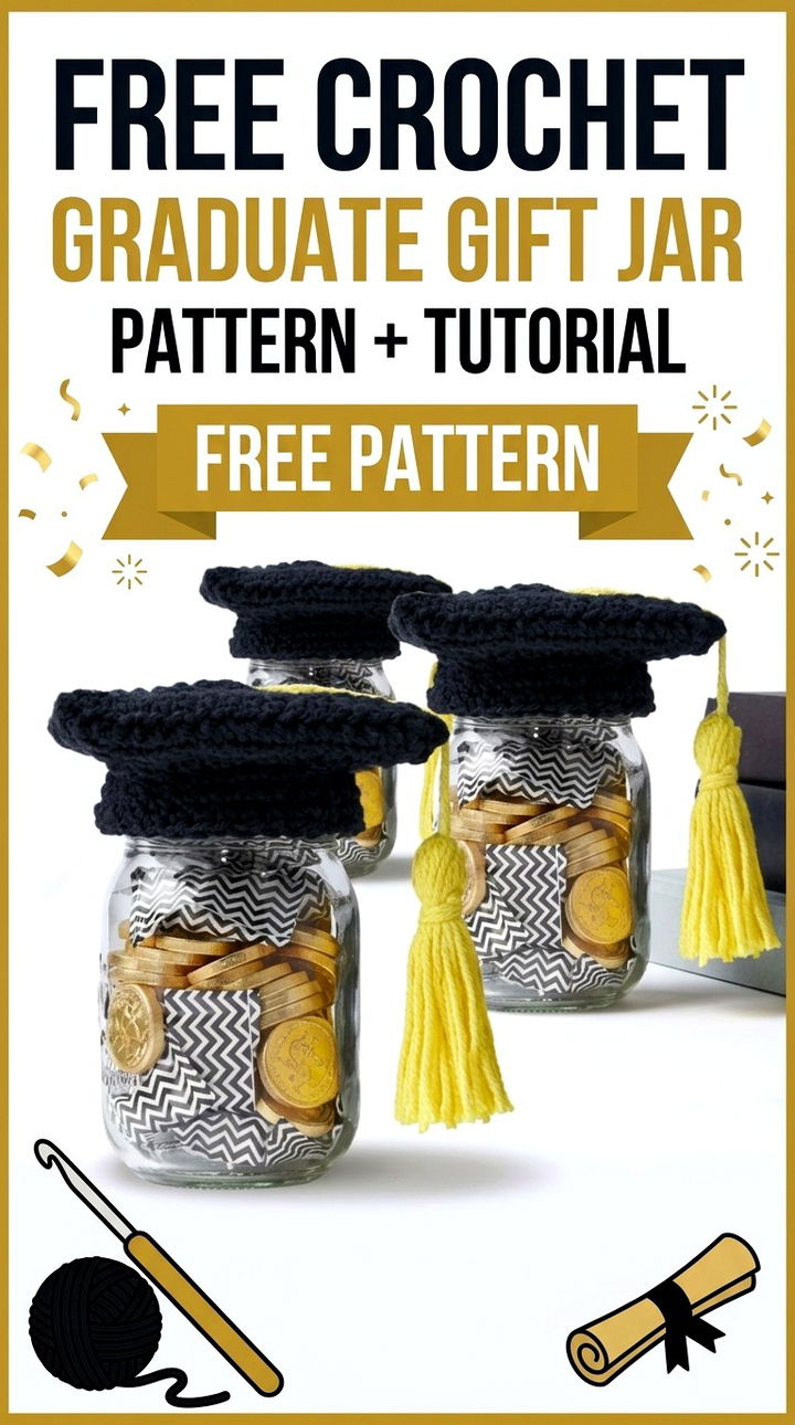 Free Crochet Graduate Gift Jar Pattern Modern Keepsake Tutorial