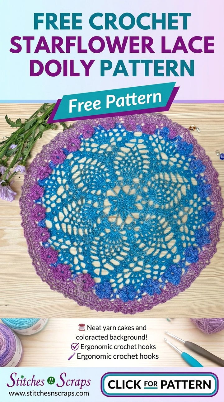 Free Crochet Starflower Lace Doily Pattern