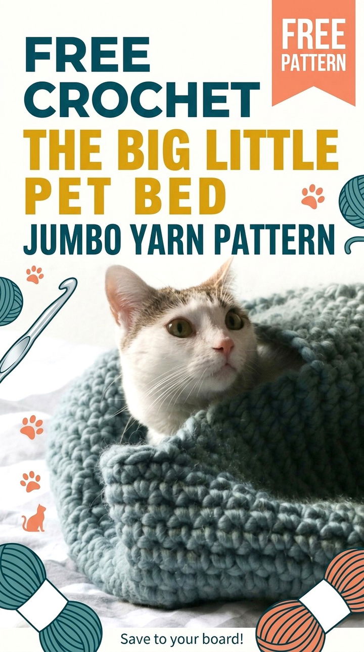 Free Crochet The Big Little Pet Bed Jumbo Yarn Pattern