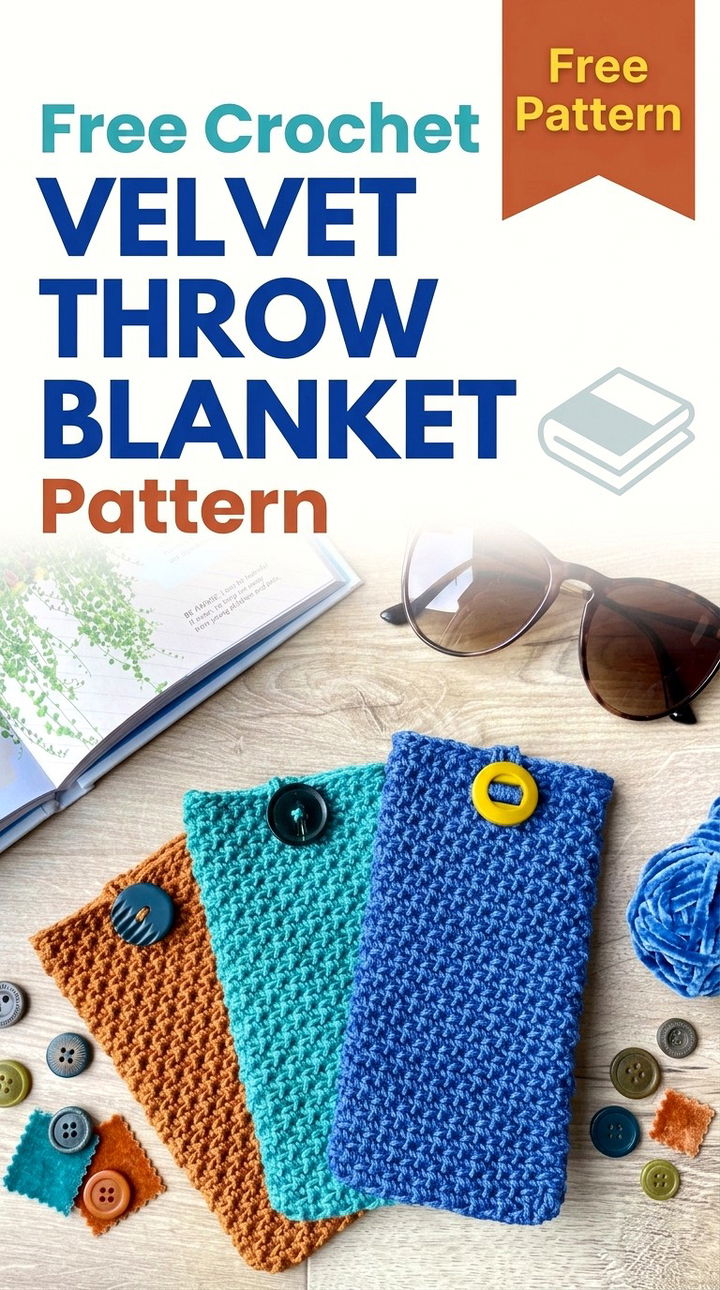 Free Crochet Velvet Throw Blanket Pattern Modern Groovy Home Decor