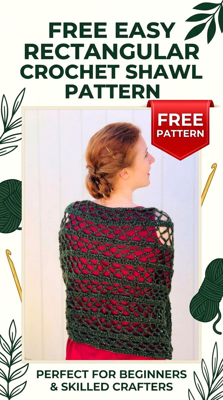 Free Easy Rectangular Crochet Shawl Pattern Modern Retro Boho Style