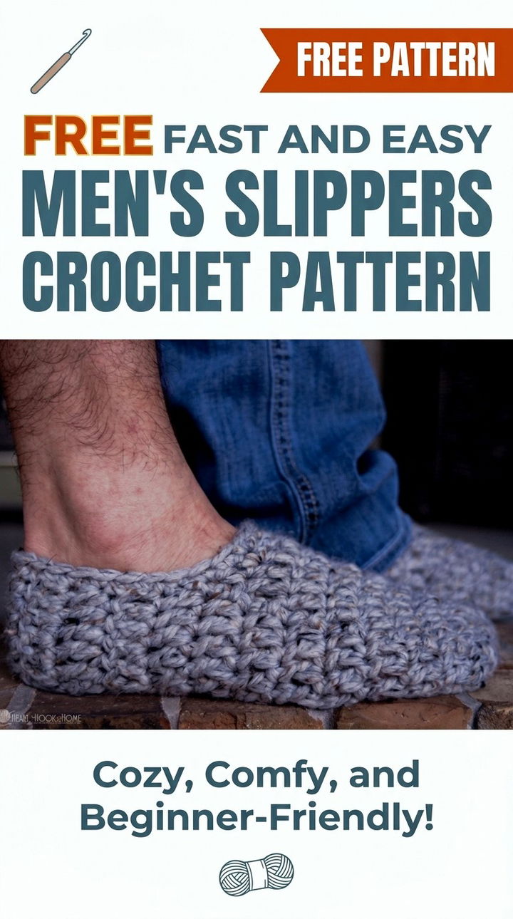 Free Fast and Easy Men’s Slippers Crochet Pattern Modern Groovy Lounge Style