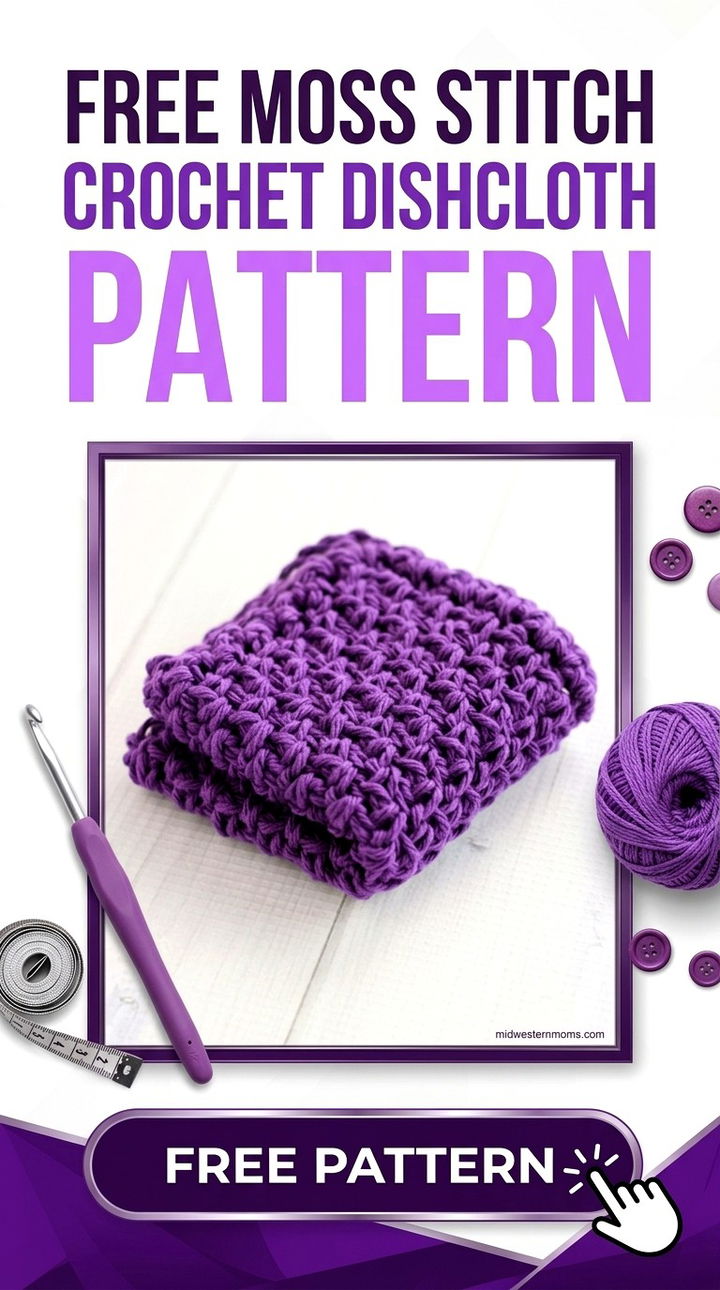 Free Moss Stitch Crochet Dishcloth Pattern Modern Groovy Kitchen Decor