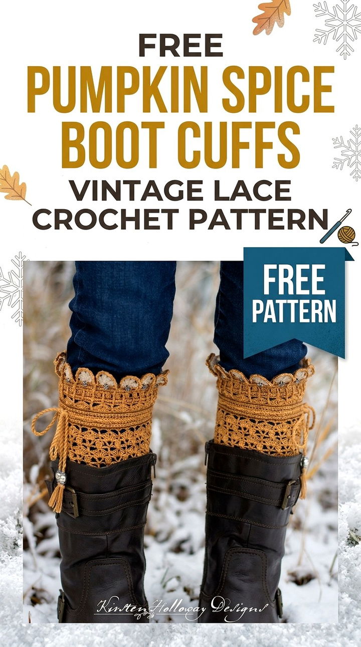 Free Pumpkin Spice Boot Cuffs Vintage Lace Crochet Pattern