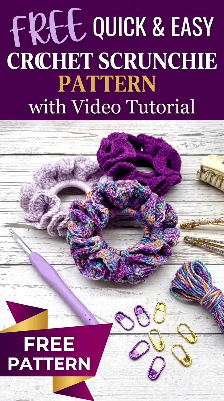 Free Quick and Easy Crochet Scrunchie Pattern with Video Tutorial