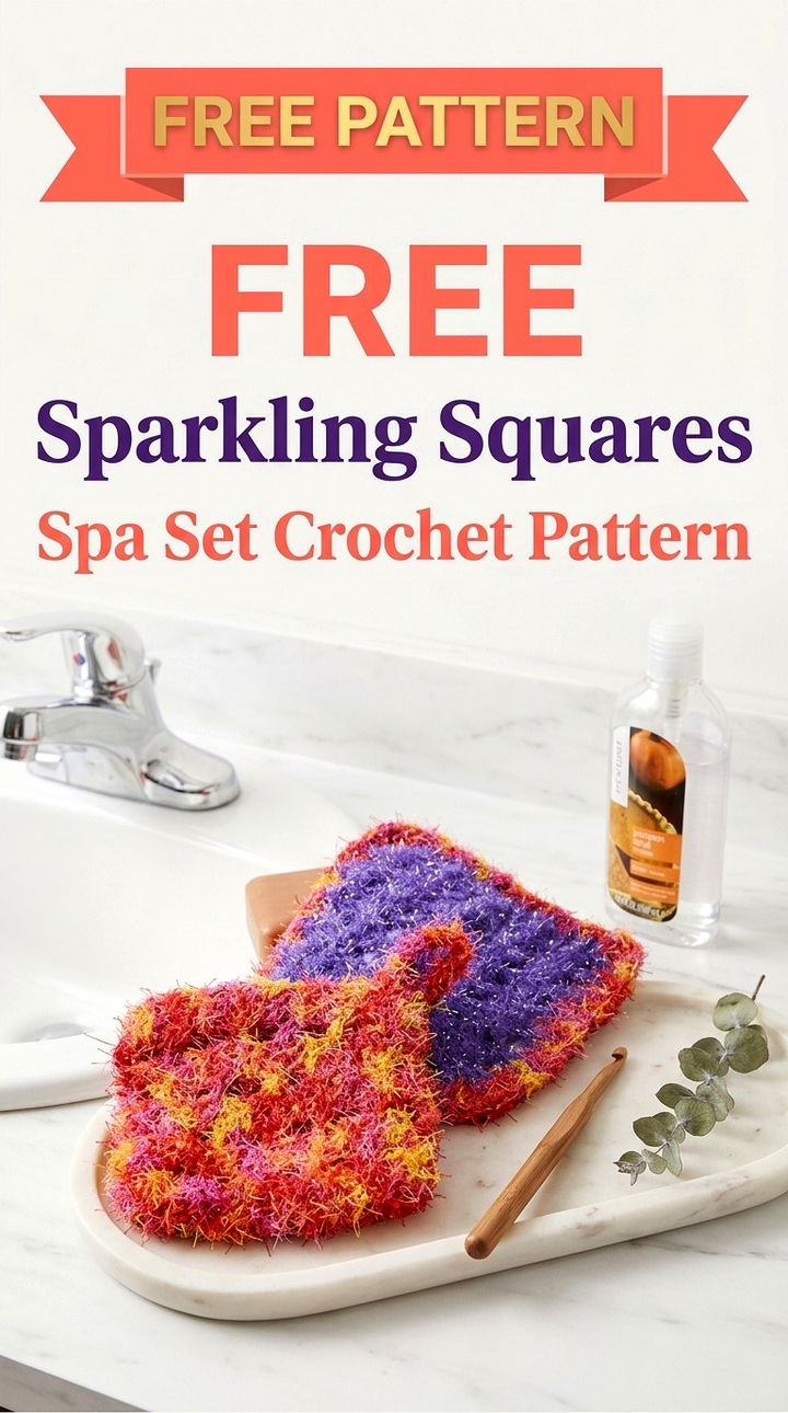 Free Sparkling Squares Spa Set Crochet Pattern Modern Retro Self Care