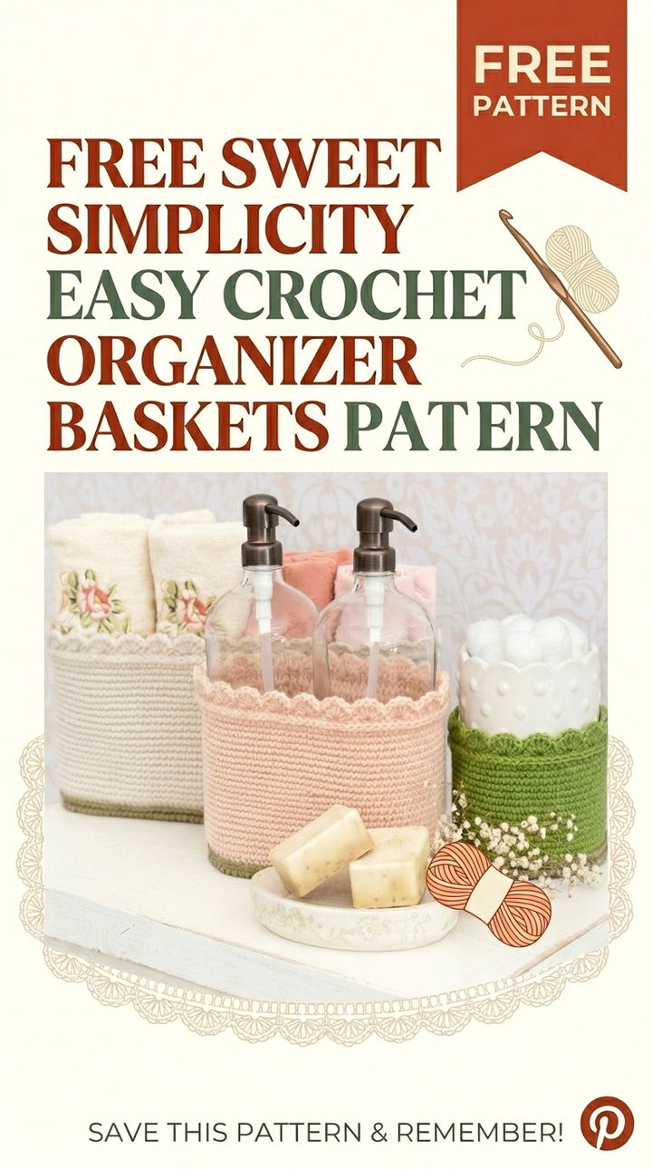 Free Sweet Simplicity Easy Crochet Organizer Baskets Pattern Modern Retro Boho Style