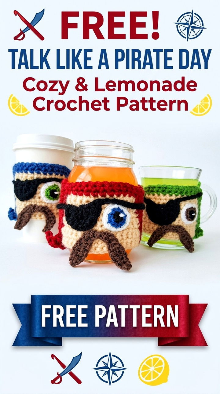 Free Talk Like a Pirate Day Cozy & Lemonade Crochet Pattern Modern Retro Boho Style