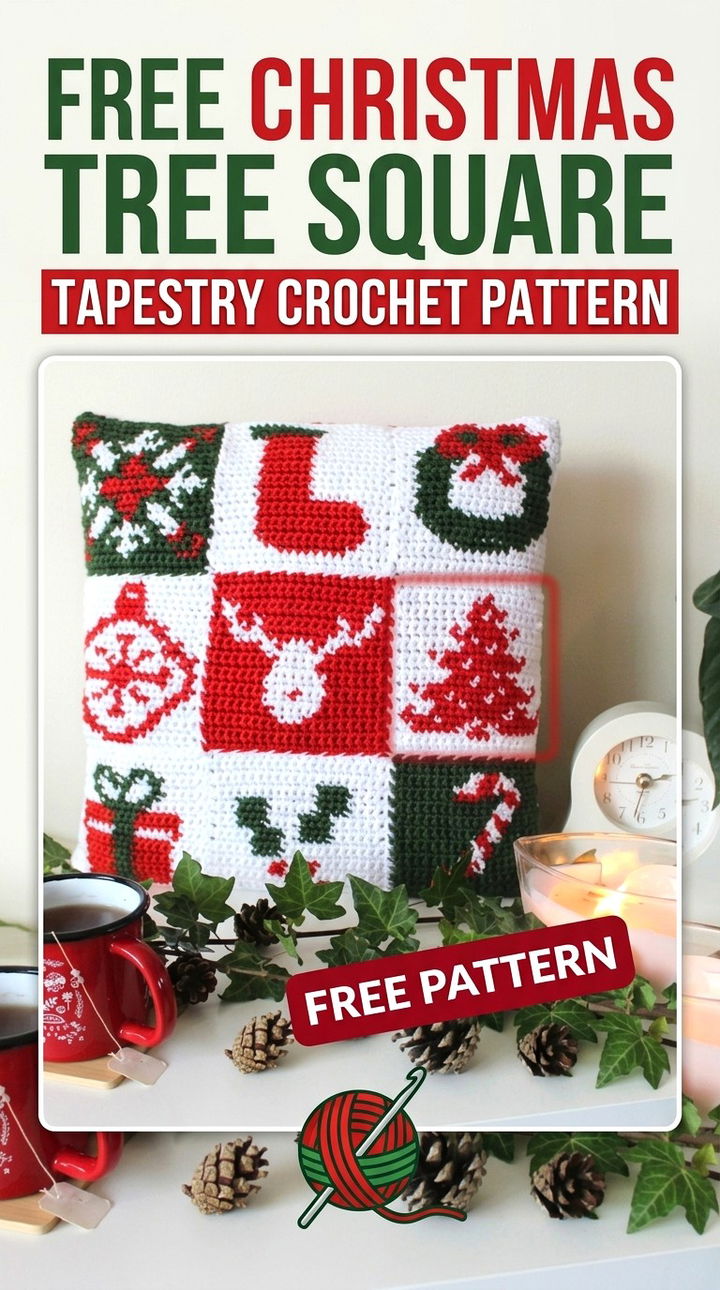 Free Tapestry Crochet Wreath Square Pattern
