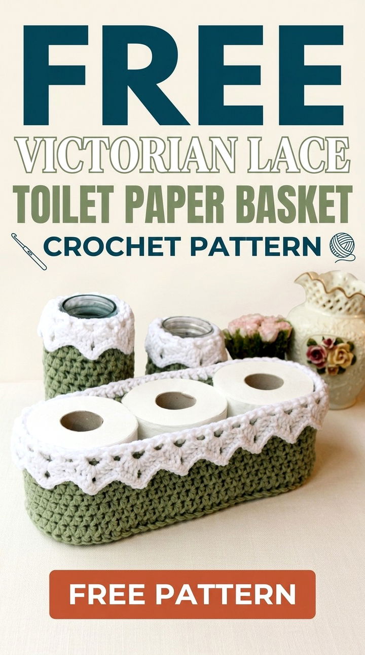 Free Victorian Lace Toilet Paper Basket Crochet Pattern Modern Retro Boho Style