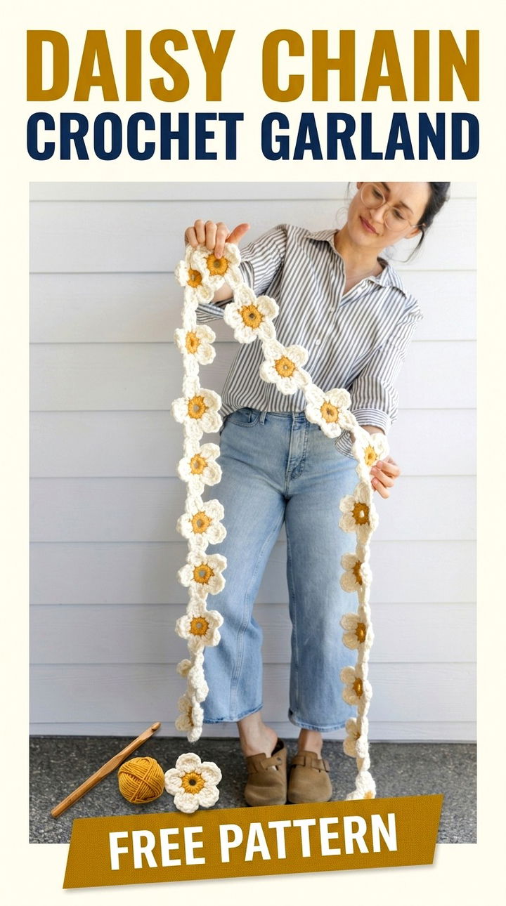 Infuse Your Home with Whimsical Charm Using a Daisy Chain Crochet Garland