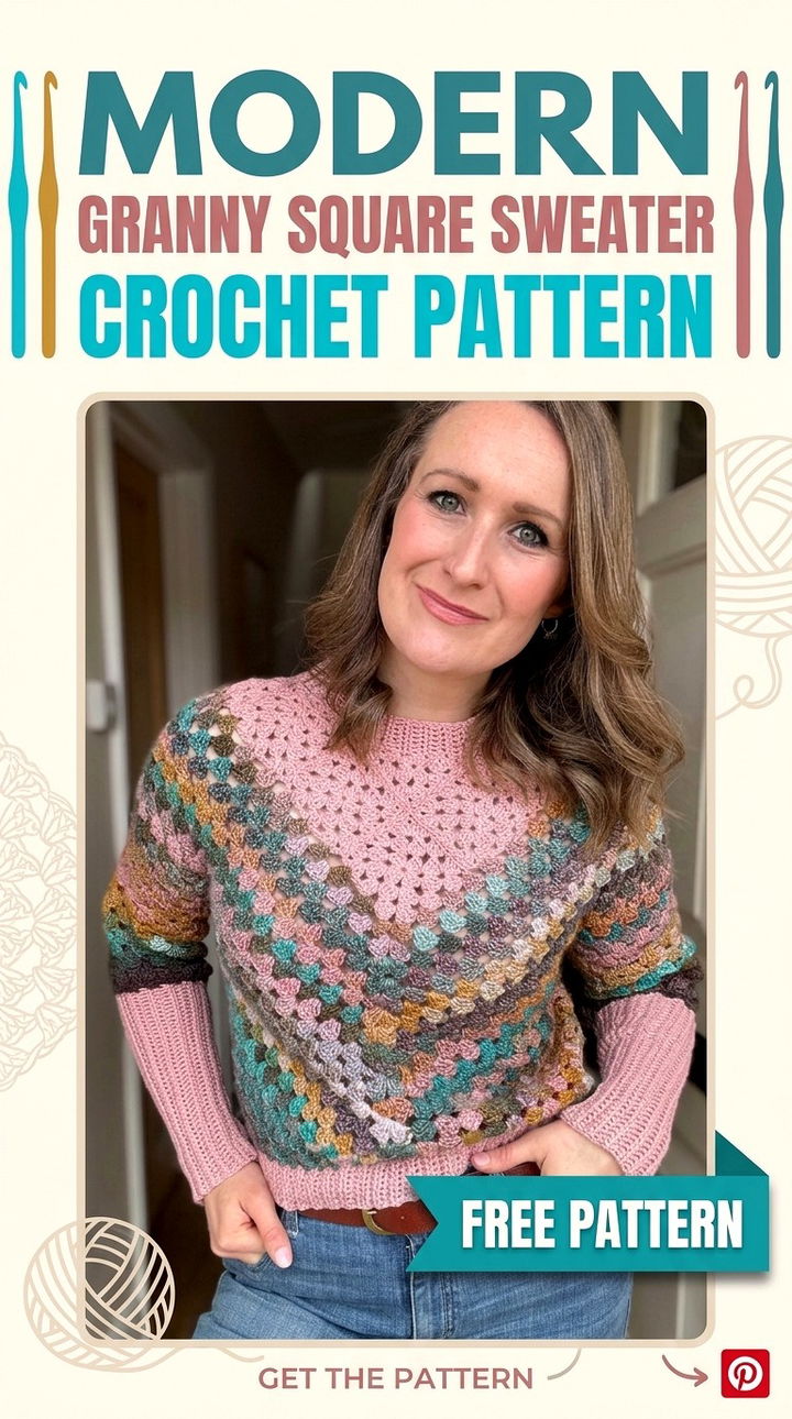 Vibrant Modern Granny Square Crochet Sweater