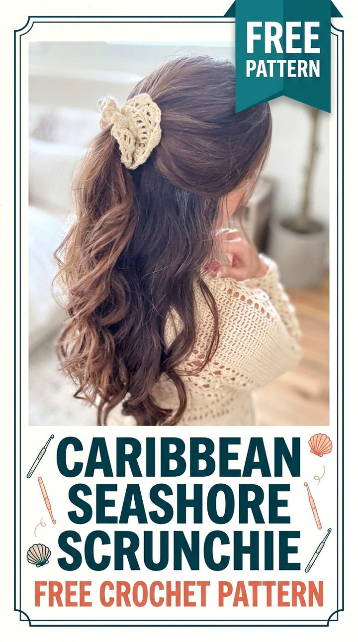 Caribbean Seashore Scrunchie Vibrant Retro Chic Coastal Hair Accessory