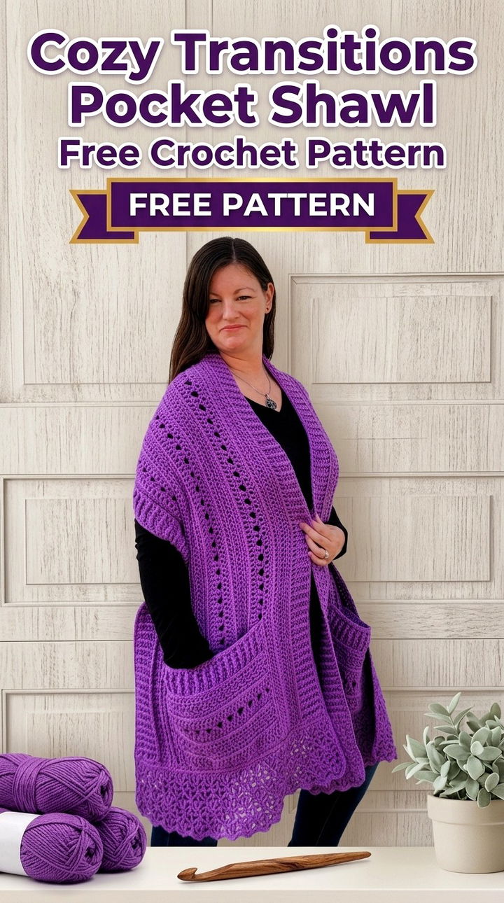 Cozy Transitions Pocket Shawl Free Crochet Pattern
