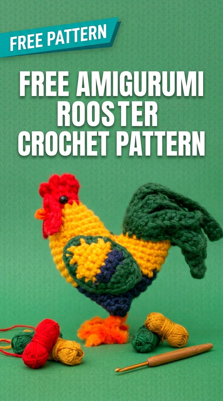 Free Amigurumi Rooster Crochet Pattern Modern Retro Boho Style