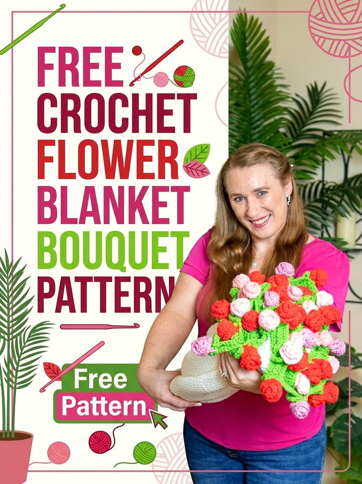 Free Crochet Flower Blanket Pattern Converts into a Beautiful Bouquet