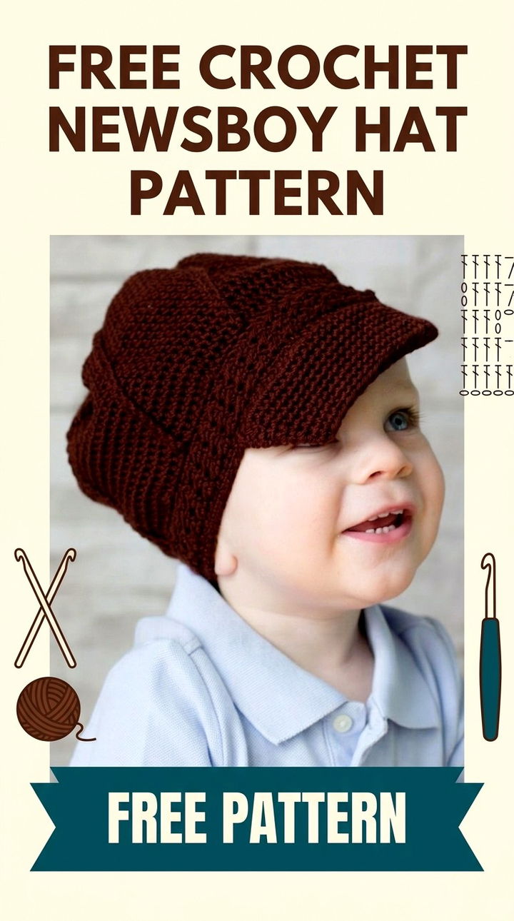 Free Crochet Newsboy Hat Pattern Modern Retro Boho Style
