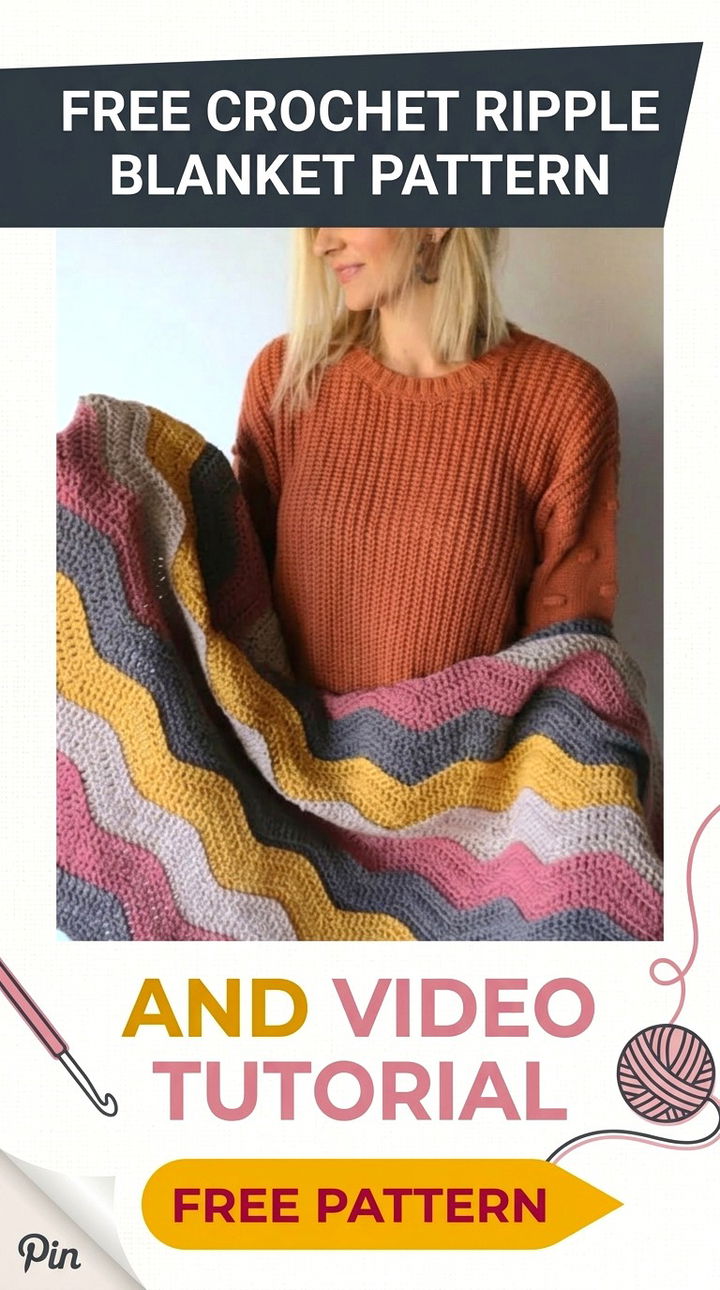 Free Crochet Ripple Blanket Pattern and Video Tutorial
