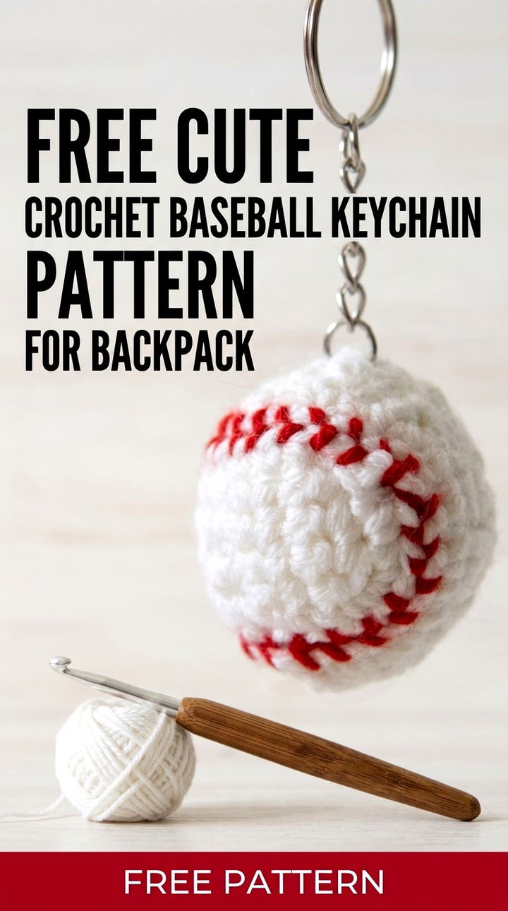 Free Cute Crochet Baseball Keychain Pattern for Backpack Vibrant Retro Chic Bohemian Lifestyle Accent
