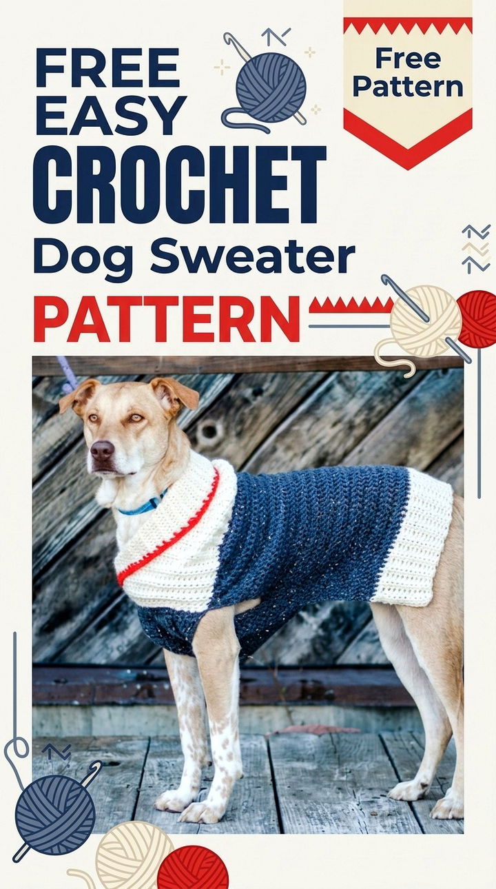 Free Easy Crochet Dog Sweater Pattern Modern Retro Boho Style