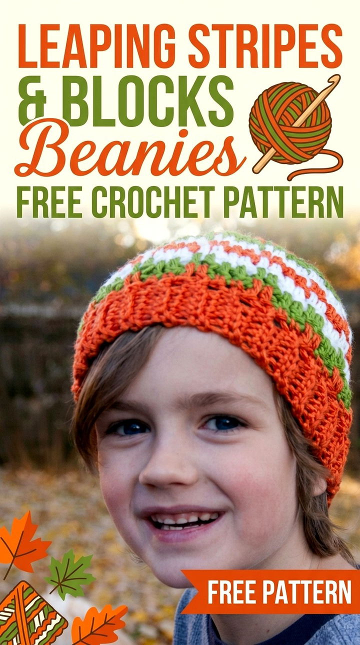Leaping Stripes and Blocks Beanies Vibrant Retro Chic Textured Accent