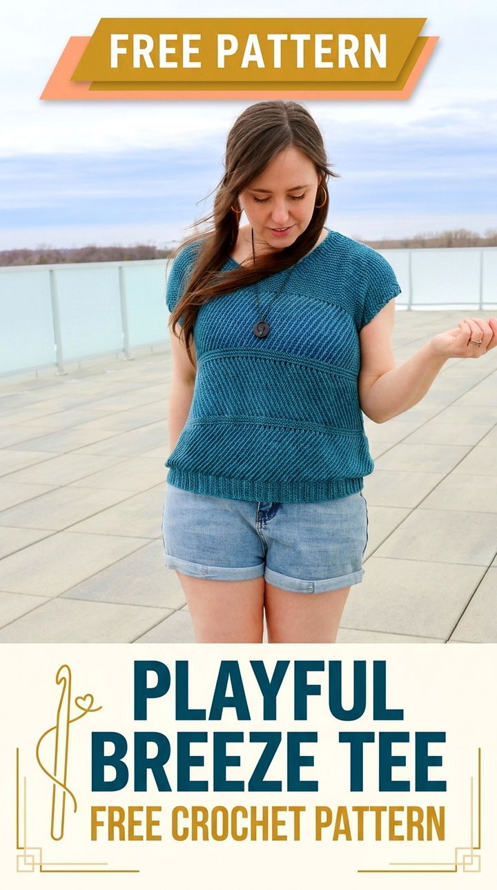 Playful Breeze Tee Airy Retro Chic Crochet Summer Top